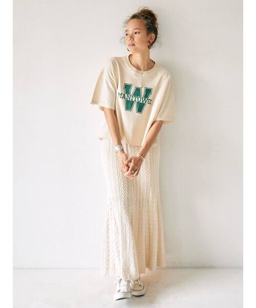 Ungrid(アングリッド)の「ニットフレアマキシスカート ( マーメイドスカート )(スカート・レディース・アイボリー/チャコールグレー・FREE)」の4枚目の写真