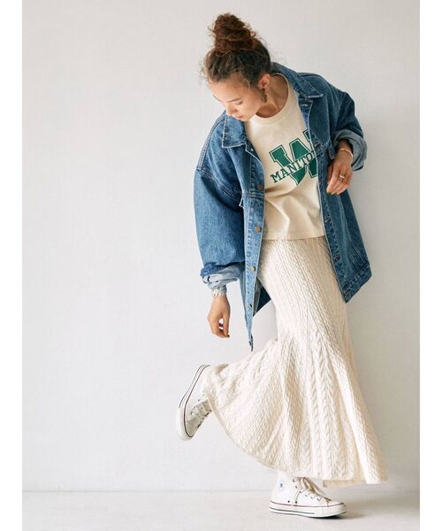 Ungrid(アングリッド)の「ニットフレアマキシスカート ( マーメイドスカート )(スカート・レディース・アイボリー/チャコールグレー・FREE)」の5枚目の写真