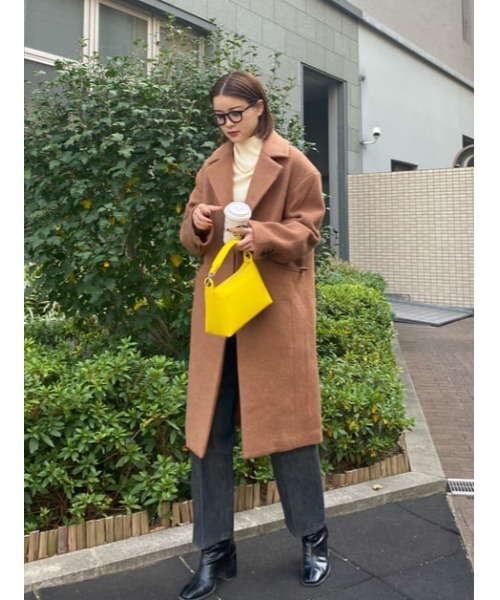 SLY(スライ)の「AIRY WOOL SHAGGY COAT ウール シャギー コート(チェスターコート・レディース・ピンク/グリーン/杢グレー/ダークベージュ・FREE)」の10枚目の写真