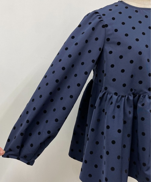 PICCIN（ピッチン）の「フロッキードットペプラムブラウス（シャツ/ブラウス・レディース・ブラック/ネイビー・M）」の12枚目の写真