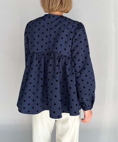 PICCIN（ピッチン）の「フロッキードットペプラムブラウス（シャツ/ブラウス・レディース・ブラック/ネイビー・M）」の19枚目の写真