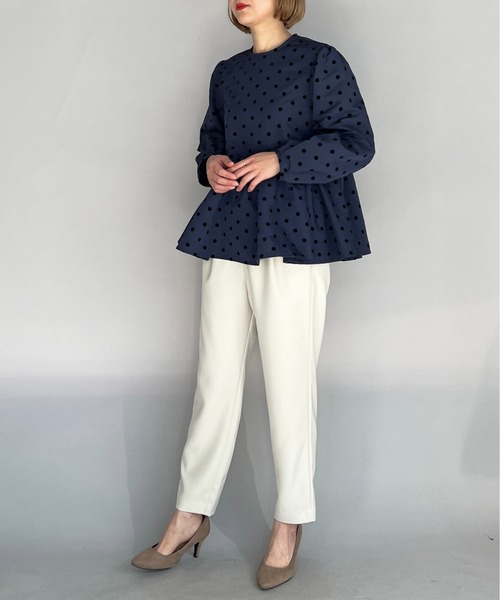 PICCIN（ピッチン）の「フロッキードットペプラムブラウス（シャツ/ブラウス・レディース・ブラック/ネイビー・M）」の21枚目の写真