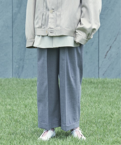 Blanc YM(ブランワイエム)の「Blanc YM ブランワイエム / Sumer Wool Wide Easy Pants スーパーウール ワイドイージーパンツ / BL-22S-SWWEP(スラックス・メンズ・ライトグレー/ブラウン/チャコールグレー・MEDIUM/SMALL)」の3枚目の写真