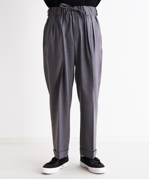 Blanc YM(ブランワイエム)の「Blanc YM ブランワイエム / Sumer Wool Wide Easy Pants スーパーウール ワイドイージーパンツ / BL-22S-SWWEP(スラックス・メンズ・ライトグレー/ブラウン/チャコールグレー・MEDIUM/SMALL)」の16枚目の写真