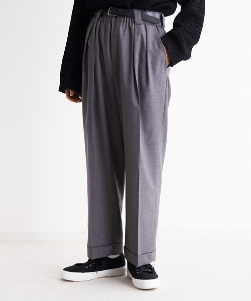 Blanc YM(ブランワイエム)の「Blanc YM ブランワイエム / Sumer Wool Wide Easy Pants スーパーウール ワイドイージーパンツ / BL-22S-SWWEP(スラックス・メンズ・ライトグレー/ブラウン/チャコールグレー・MEDIUM/SMALL)」の11枚目の写真