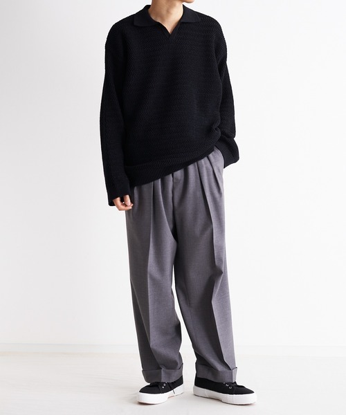 Blanc YM(ブランワイエム)の「Blanc YM ブランワイエム / Sumer Wool Wide Easy Pants スーパーウール ワイドイージーパンツ / BL-22S-SWWEP(スラックス・メンズ・ライトグレー/ブラウン/チャコールグレー・MEDIUM/SMALL)」の14枚目の写真
