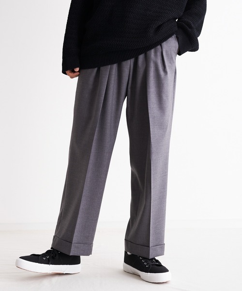 Blanc YM(ブランワイエム)の「Blanc YM ブランワイエム / Sumer Wool Wide Easy Pants スーパーウール ワイドイージーパンツ / BL-22S-SWWEP(スラックス・メンズ・ライトグレー/ブラウン/チャコールグレー・MEDIUM/SMALL)」の12枚目の写真