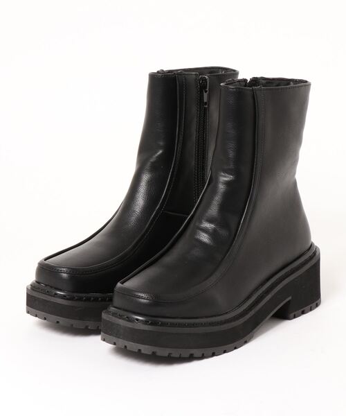 Samansa Mos2 blue（サマンサモスモスブルー）の「ボリュームソールモカブーツ（ブーツ・レディース・ブラック/ダークブラウン・LARGE/MEDIUM）」の2枚目の写真