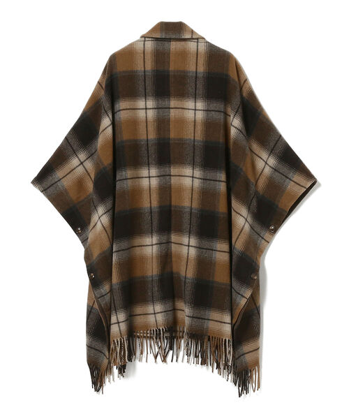 BEAMS LIGHTS（ビームスライツ）の「BEAMS LIGHTS / フリンジ チェック ケープ（その他アウター・レディース・ブラック/ブラウン・ONE SIZE）」の10枚目の写真