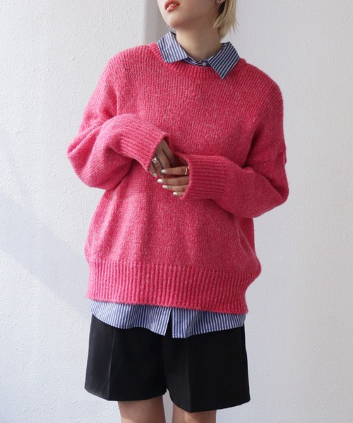 Shelly island（シェリーアイランド）の「クルーネックニットプルオーバー（ニット/セーター・レディース・ブラック/グレー/ピンク/ブルー/グリーン/ピンク系その他・FREE）」の6枚目の写真