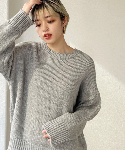 Shelly island（シェリーアイランド）の「クルーネックニットプルオーバー（ニット/セーター・レディース・ブラック/グレー/ピンク/ブルー/グリーン/ピンク系その他・FREE）」の3枚目の写真