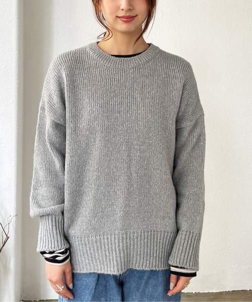 Shelly island（シェリーアイランド）の「クルーネックニットプルオーバー（ニット/セーター・レディース・ブラック/グレー/ピンク/ブルー/グリーン/ピンク系その他・FREE）」の9枚目の写真