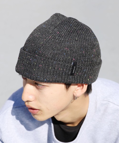 STAMPD(スタンプド)の「STAMPD/スタンプド Brick Logo Melange Beanie ビーニー ニット帽 ミックスニット ストリート(ニットキャップ/ビーニー・メンズ・ブラック・FREE)」の6枚目の写真