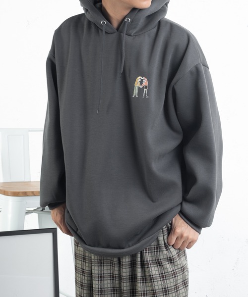 PairPair(ペアペア)の「カップル刺繍フーディー(ユニセックス)(パーカー・レディース・アイボリー/ベージュ/スミクロ・MEDIUM/LARGE)」の20枚目の写真