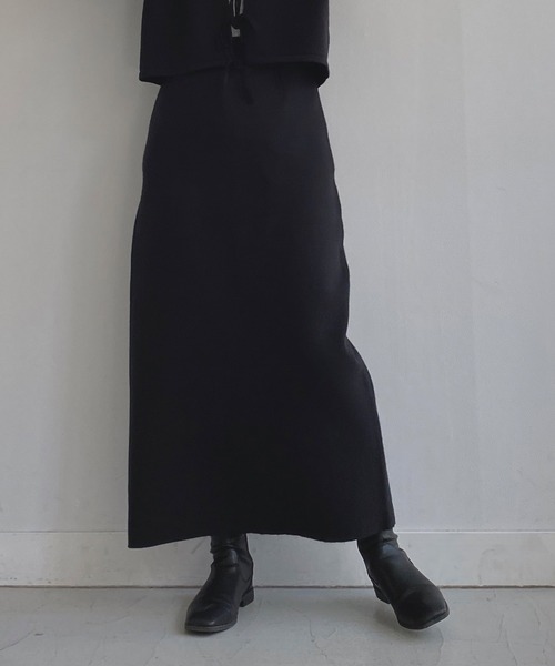 omom sot（オムオムソット）の「ニットスカート Aライン omom sot（スカート・レディース・ブラック/ダークグリーン・M）」の2枚目の写真