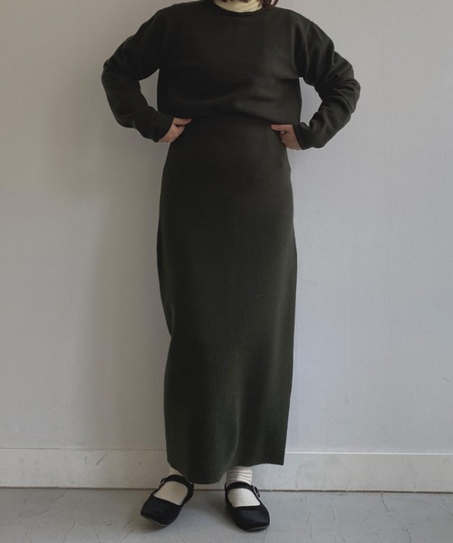 omom sot（オムオムソット）の「ニットスカート Aライン omom sot（スカート・レディース・ブラック/ダークグリーン・M）」の12枚目の写真