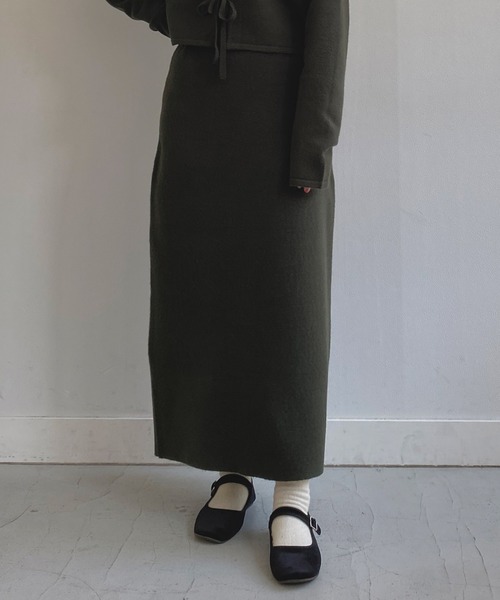omom sot（オムオムソット）の「ニットスカート Aライン omom sot（スカート・レディース・ブラック/ダークグリーン・M）」の7枚目の写真