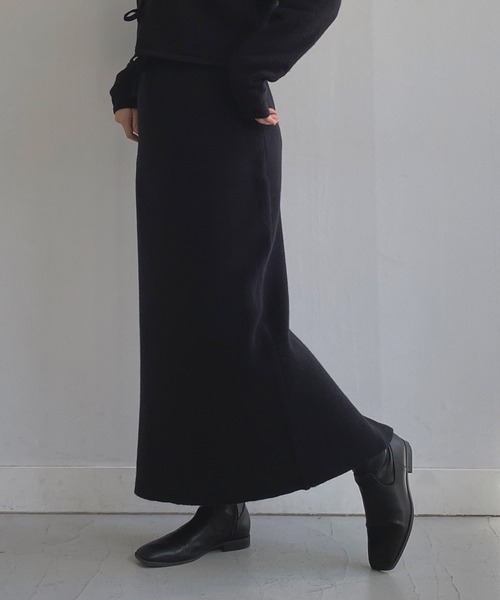 omom sot（オムオムソット）の「ニットスカート Aライン omom sot（スカート・レディース・ブラック/ダークグリーン・M）」の4枚目の写真