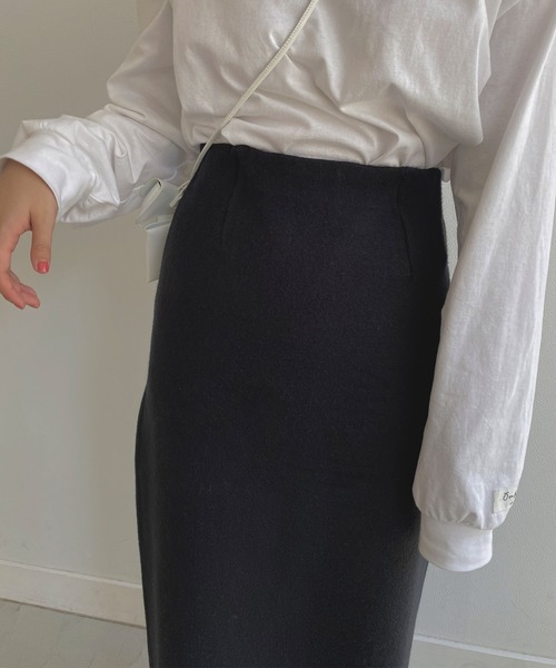 omom sot（オムオムソット）の「ニットスカート Aライン omom sot（スカート・レディース・ブラック/ダークグリーン・M）」の9枚目の写真