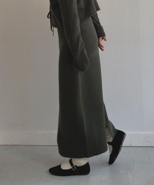 omom sot（オムオムソット）の「ニットスカート Aライン omom sot（スカート・レディース・ブラック/ダークグリーン・M）」の13枚目の写真
