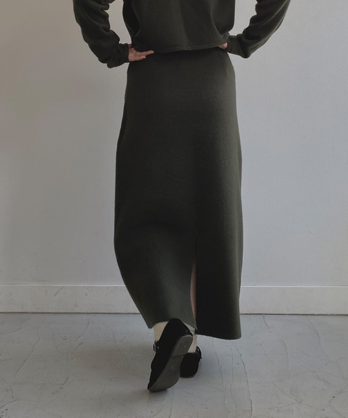 omom sot（オムオムソット）の「ニットスカート Aライン omom sot（スカート・レディース・ブラック/ダークグリーン・M）」の15枚目の写真