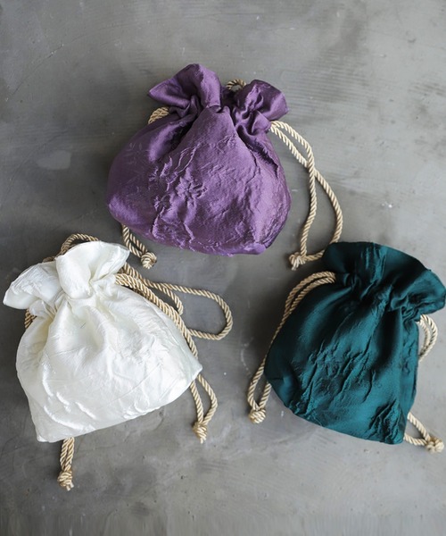 antiqua（アンティカ）の「×コロンと可愛い♪ジャガード織りミニ巾着バック（ショルダーバッグ・レディース・パープル/オフホワイト/グリーン・FREE）」の18枚目の写真