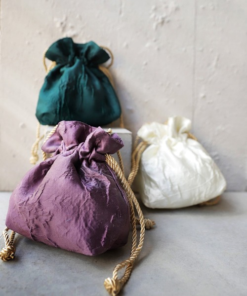 antiqua（アンティカ）の「×コロンと可愛い♪ジャガード織りミニ巾着バック（ショルダーバッグ・レディース・パープル/オフホワイト/グリーン・FREE）」の19枚目の写真