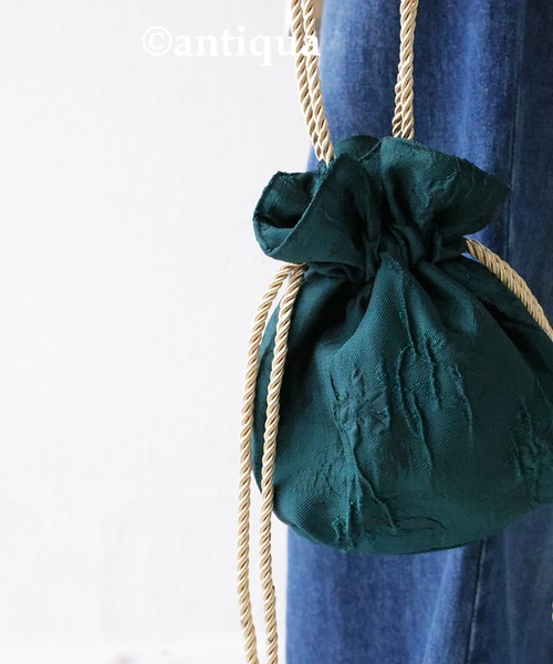 antiqua（アンティカ）の「×コロンと可愛い♪ジャガード織りミニ巾着バック（ショルダーバッグ・レディース・パープル/オフホワイト/グリーン・FREE）」の9枚目の写真