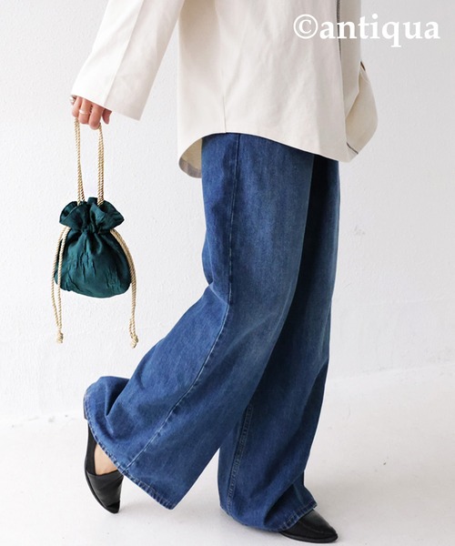 antiqua（アンティカ）の「×コロンと可愛い♪ジャガード織りミニ巾着バック（ショルダーバッグ・レディース・パープル/オフホワイト/グリーン・FREE）」の10枚目の写真