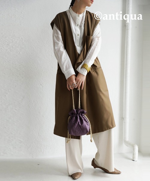 antiqua（アンティカ）の「×コロンと可愛い♪ジャガード織りミニ巾着バック（ショルダーバッグ・レディース・パープル/オフホワイト/グリーン・FREE）」の17枚目の写真