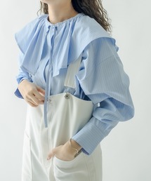 mystic | ストライプラッフルカラーシャツ(シャツ/ブラウス)