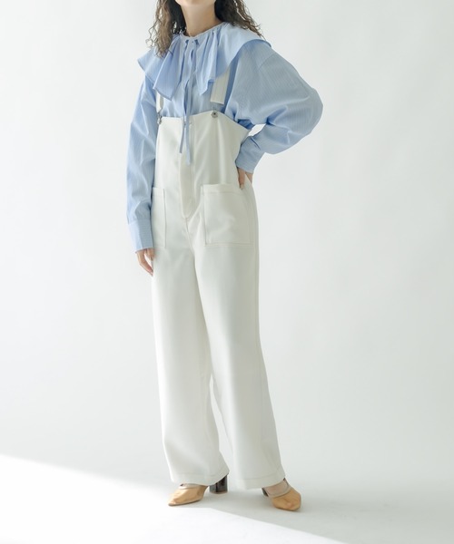 mystic(ミスティック)の「ストライプラッフルカラーシャツ(シャツ/ブラウス・レディース・ブラック/オレンジ/ブルー・FREE)」の5枚目の写真