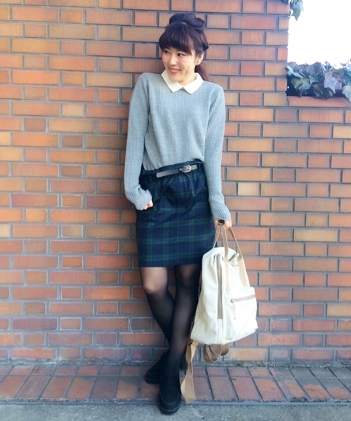 Chico(チコ)の「ベルト付チェックSK(スカート・レディース・レッド/グリーン・FREE)」の1枚目の写真