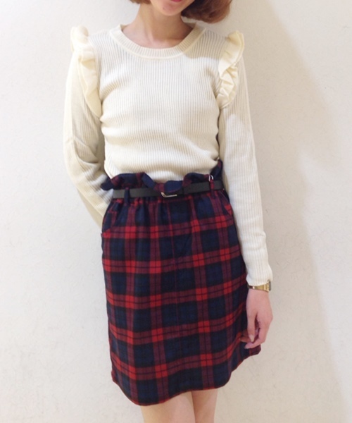 Chico(チコ)の「ベルト付チェックSK(スカート・レディース・レッド/グリーン・FREE)」の4枚目の写真