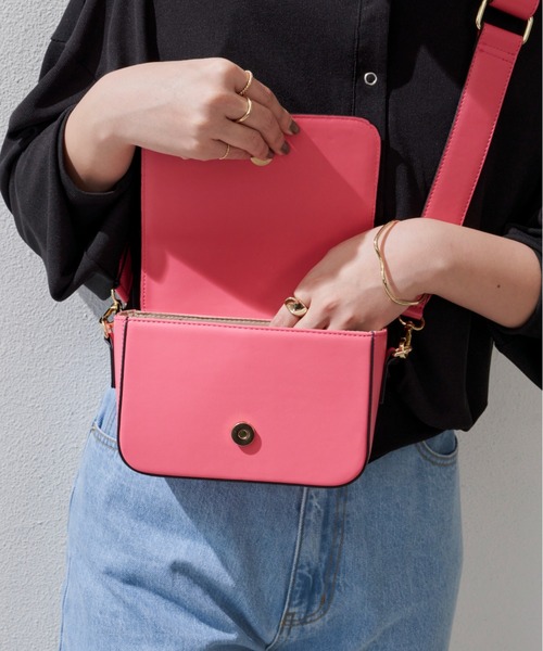 Aunt Marie's（アントマリーズ）の「フラップミニスクエアショルダーバッグ / ハンドバッグ（ハンドバッグ・レディース・ブラック/ピンク/グリーン/キャメル/ライトパープル/アイボリー/ブルー・FREE）」の12枚目の写真