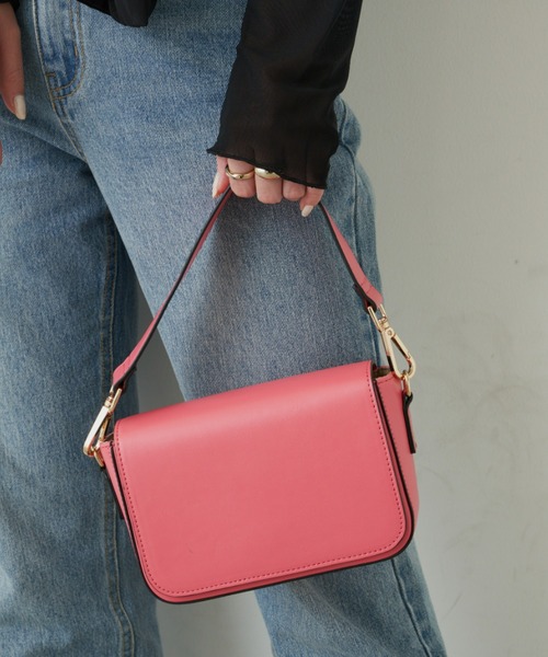 Aunt Marie's（アントマリーズ）の「フラップミニスクエアショルダーバッグ / ハンドバッグ（ハンドバッグ・レディース・ブラック/ピンク/グリーン/キャメル/ライトパープル/アイボリー/ブルー・FREE）」の11枚目の写真