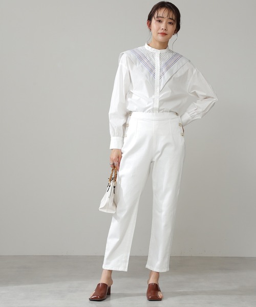 N.(N. Natural Beauty Basic)(エヌエヌナチュラルビューティーベーシック)の「【S Size Line】◆マリンボタンテーパードデニムパンツ(デニムパンツ・レディース・ホワイト/インディゴブルー・SMALL/MEDIUM)」の5枚目の写真