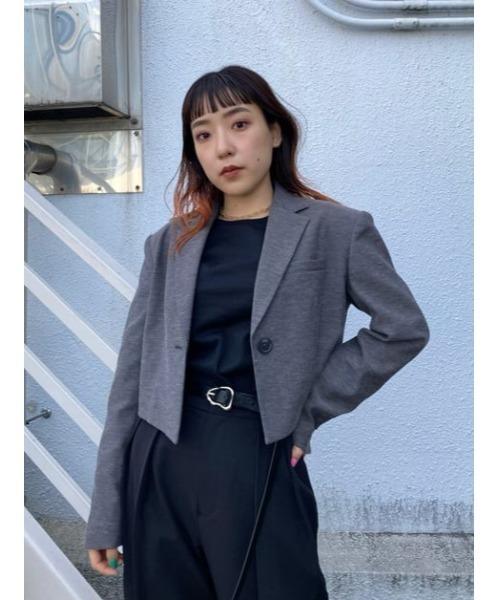 THROW by SLY(スローバイスライ)の「THROW MANNISH CROP TAILOR JK マニッシュ クロップ テイラー ジャケット(テーラードジャケット・レディース・ベージュ/ライトブラック・0/1)」の16枚目の写真