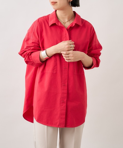 Omekashi（オメカシ）の「カラーオーバーシャツ（シャツ/ブラウス・レディース・レッド/ピンク/ブルー・FREE）」の9枚目の写真