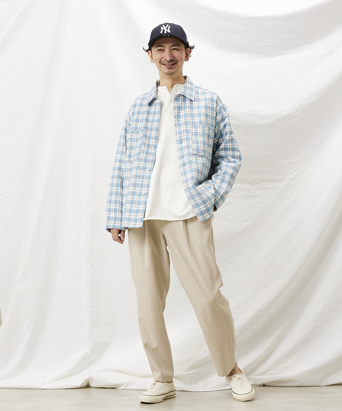 JOURNAL STANDARD relume(ジャーナルスタンダード レリューム)の「オーバーサイズ CPOチェックシャツ(シャツ/ブラウス・メンズ・パープル/ネイビー/ブルー/グリーン・MEDIUM/LARGE)」の19枚目の写真