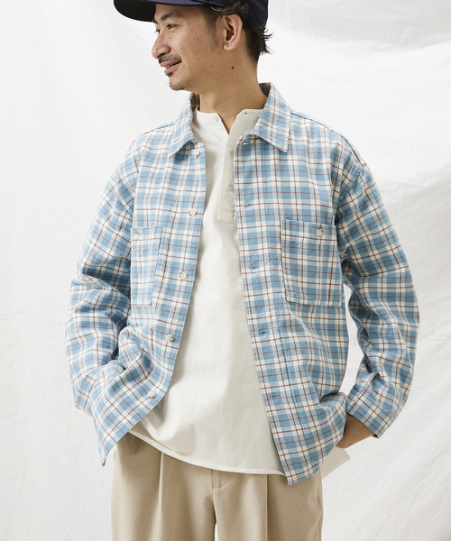 JOURNAL STANDARD relume(ジャーナルスタンダード レリューム)の「オーバーサイズ CPOチェックシャツ(シャツ/ブラウス・メンズ・パープル/ネイビー/ブルー/グリーン・MEDIUM/LARGE)」の20枚目の写真