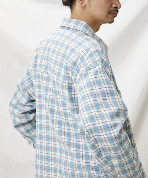 JOURNAL STANDARD relume(ジャーナルスタンダード レリューム)の「オーバーサイズ CPOチェックシャツ(シャツ/ブラウス・メンズ・パープル/ネイビー/ブルー/グリーン・MEDIUM/LARGE)」の22枚目の写真