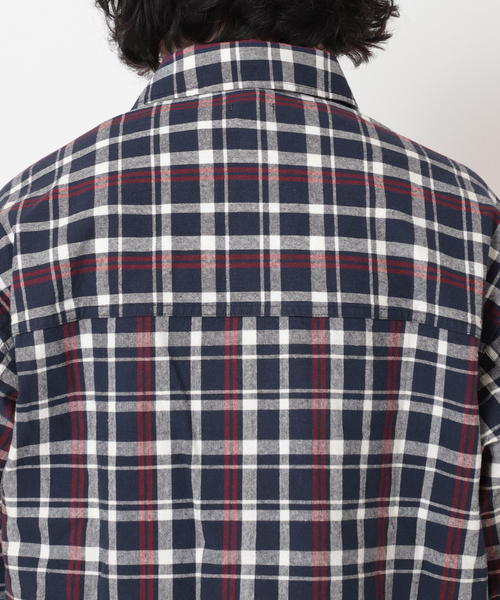 JOURNAL STANDARD relume(ジャーナルスタンダード レリューム)の「オーバーサイズ CPOチェックシャツ(シャツ/ブラウス・メンズ・パープル/ネイビー/ブルー/グリーン・MEDIUM/LARGE)」の7枚目の写真