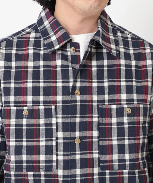 JOURNAL STANDARD relume(ジャーナルスタンダード レリューム)の「オーバーサイズ CPOチェックシャツ(シャツ/ブラウス・メンズ・パープル/ネイビー/ブルー/グリーン・MEDIUM/LARGE)」の8枚目の写真