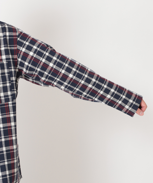 JOURNAL STANDARD relume(ジャーナルスタンダード レリューム)の「オーバーサイズ CPOチェックシャツ(シャツ/ブラウス・メンズ・パープル/ネイビー/ブルー/グリーン・MEDIUM/LARGE)」の9枚目の写真