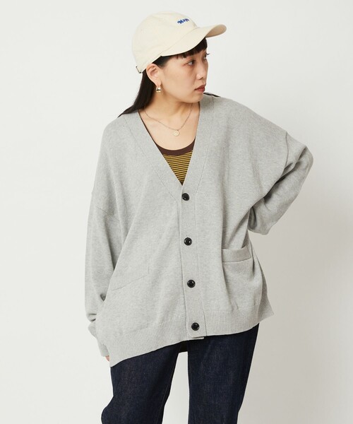 FREAK'S STORE（フリークスストア）の「WEB限定 ライトウェイト ルーズフィット コットンカーディガン/ルーズカーディガン（カーディガン/ボレロ・メンズ・グレー/ブラック/イエロー/グリーン・SMALL/MEDIUM/LARGE）」の2枚目の写真