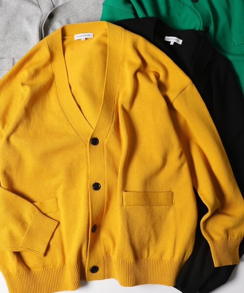 FREAK'S STORE（フリークスストア）の「WEB限定 ライトウェイト ルーズフィット コットンカーディガン/ルーズカーディガン（カーディガン/ボレロ・メンズ・グレー/ブラック/イエロー/グリーン・SMALL/MEDIUM/LARGE）」の17枚目の写真