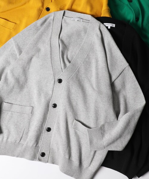 FREAK'S STORE（フリークスストア）の「WEB限定 ライトウェイト ルーズフィット コットンカーディガン/ルーズカーディガン（カーディガン/ボレロ・メンズ・グレー/ブラック/イエロー/グリーン・SMALL/MEDIUM/LARGE）」の18枚目の写真