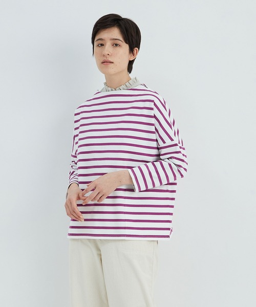 conges payes ADIEU TRISTESSE（コンジェ ペイエ アデュートリステス）の「バスクシャツ（Tシャツ/カットソー・レディース・パープル/ブルー/ベージュ・FREE）」の3枚目の写真