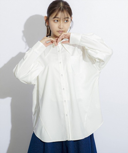 REDYAZEL（レディアゼル）の「リングドットボタンボリュームスリーブシャツ（シャツ/ブラウス・レディース・ライトグレー/オフホワイト/ブラック・FREE）」の16枚目の写真